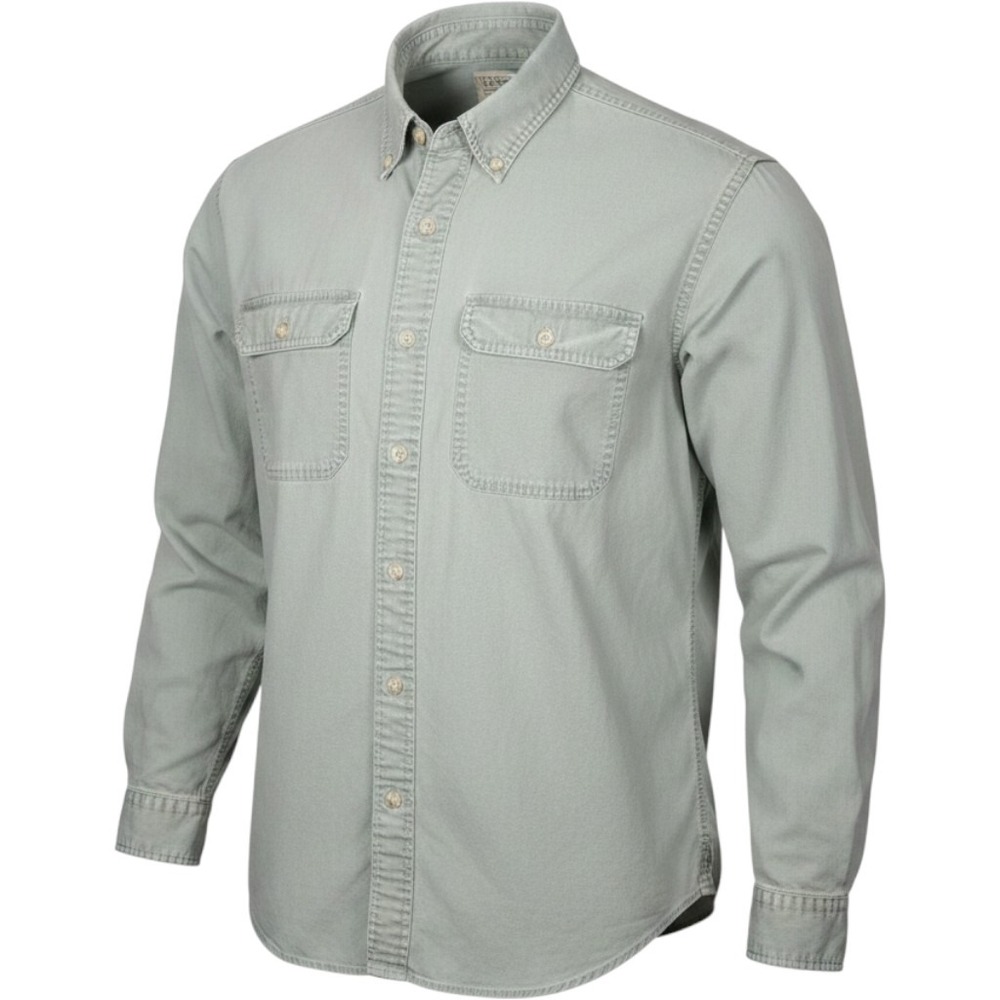 LL Bean‎ Shirt Mens Green Cotton Canvas LS Button Down Size XL Long Sleeve